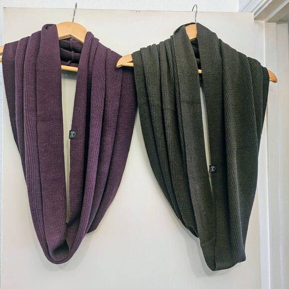 NWOT 2 Buff Infinity Scarfs: Wine/Maroon & Grey - Picture 1 of 3